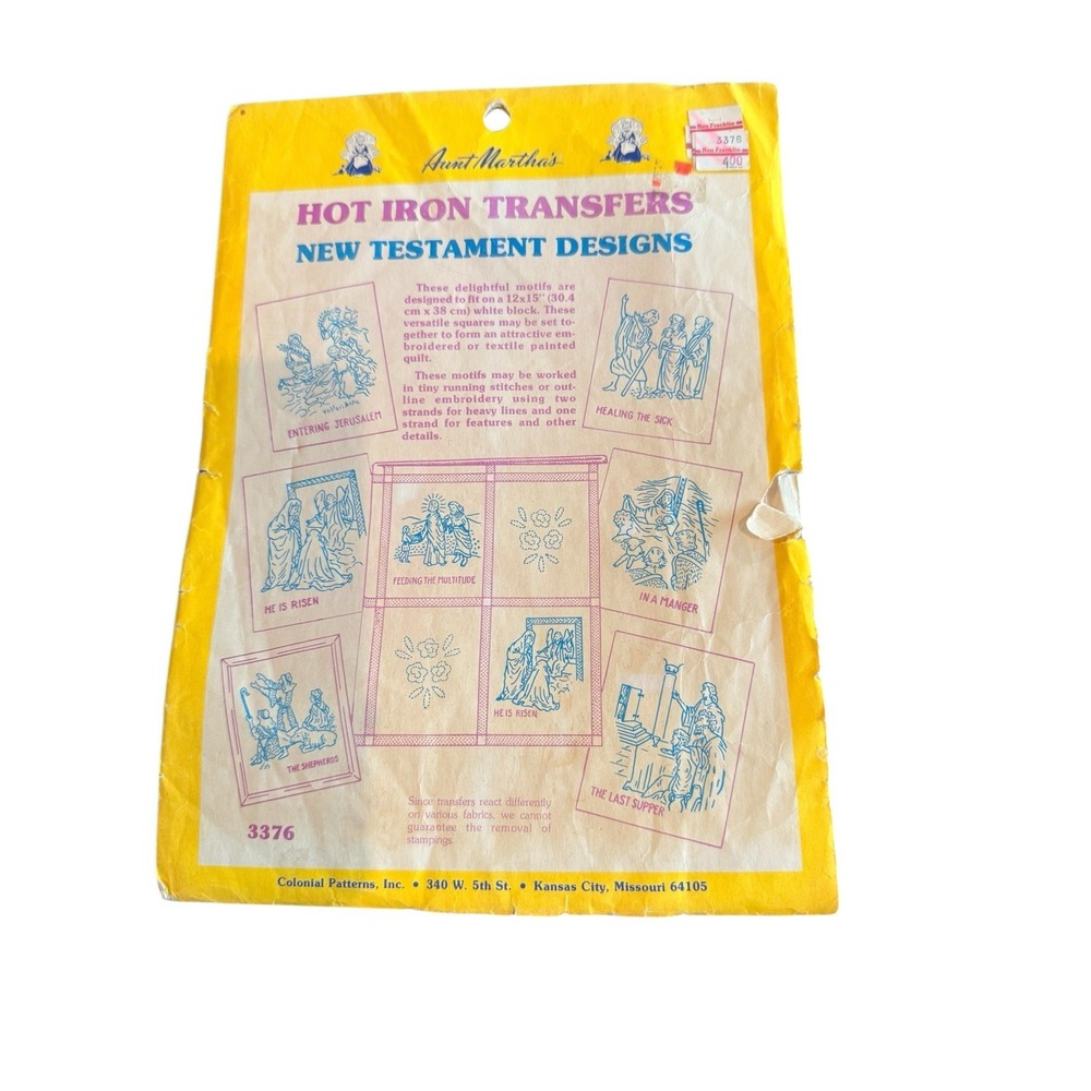 AUNT MARTHA'S HOT IRON TRANSFERS New Testament Bible Religious Christian Craft
